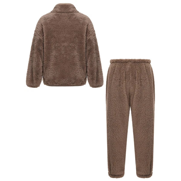 Unisex Kids Set Solid Color Outfits Flannel Sleepwear With Pants Homewear Girls