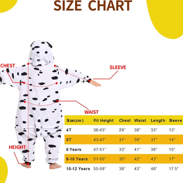 Kids Dalmatian Costumes One-piece Pyjamas Christmas Dog Cosplay Pajama Homewear
