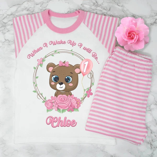 Personalised Girls when i wake up i will be 1...2...3.... Pyjamas Very Cute