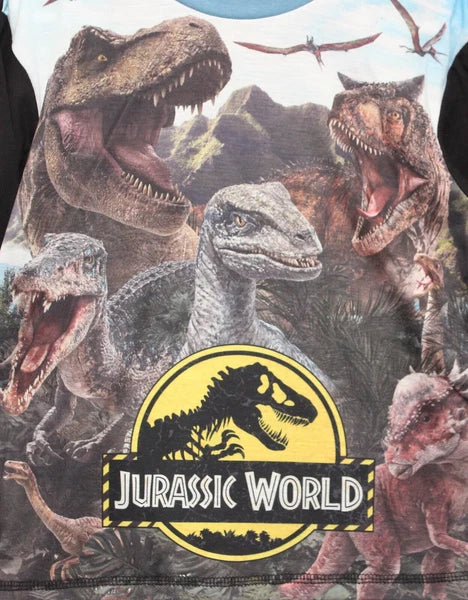 JURASSIC WORLD Boy's Pyjamas / Long-Sleeved DINOSAUR PJs - Sizes 4-10 Years