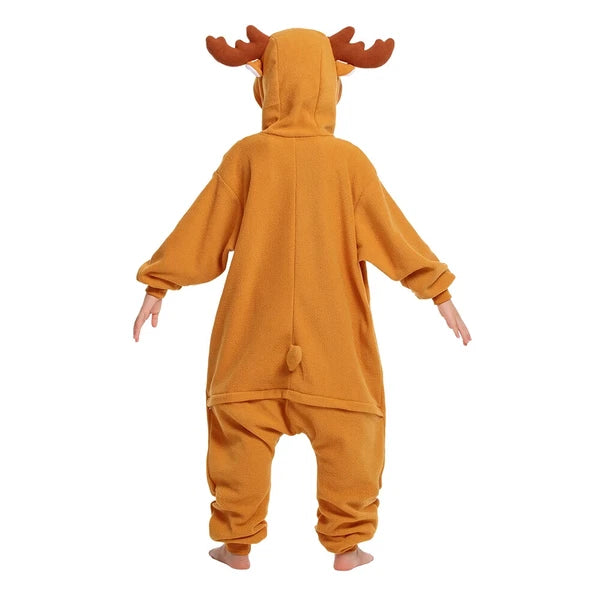 Kids Reindeer Unisex Pajamas Christmas Cosplay Costume Winter One-piece Honewear