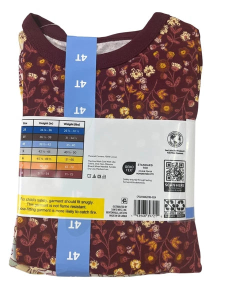 Member's Mark Toddler & Girls 4-Pc Organic Cotton Pajama Set Choose sz & type