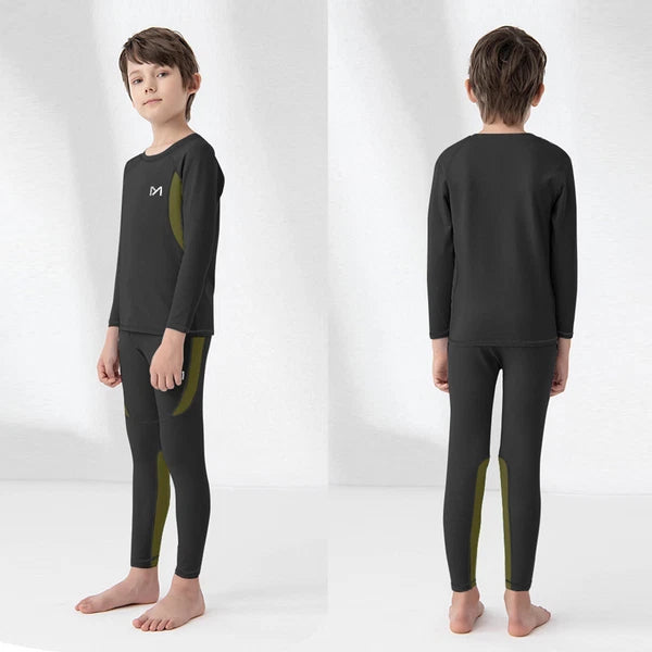 Kids Thermal Underwear Set Soft Fleece Lined Long Johns Warm Baselayer For Ski