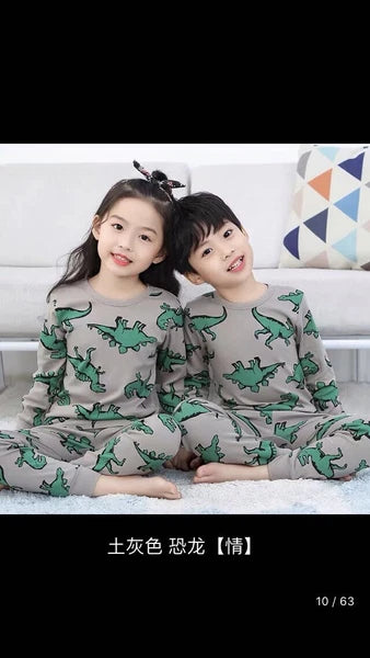 Kids Pajamas Set for Boys/Girls Pjs Baby 100% Cotton Long Sleepwears (dinosaur)