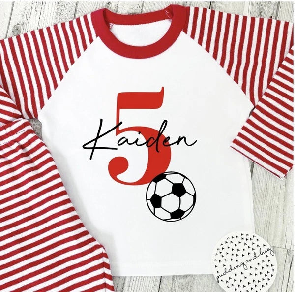 when i wake up i will be football birthday pyjamas boys pjs age one to ten