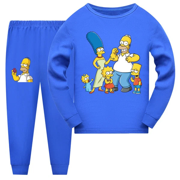 New Simpsons Children's Long Sleeve T-shirt Casual Pajama Pants Set Gift