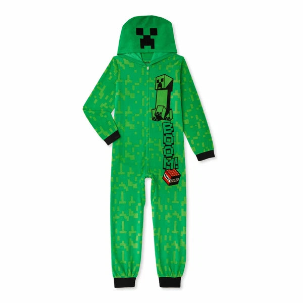 Licensed Boy's One-Piece Full-Zip Hooded Blanket Pajama Sleepwear Sleeper: 4-16