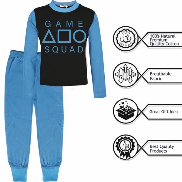 Kids Boys Girls Game Squad Cosplay Pyjamas Blue Sleepwear Children PJs Set