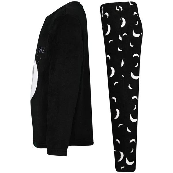 Kids Girls Boys Big Dream Pyjamas 2 Piece Soft Fluffy Loungewear Cosy Pyjama Set