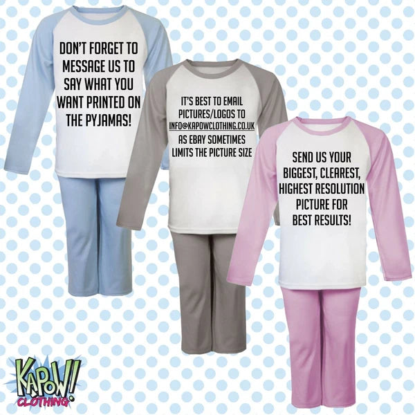 Custom Personalised Kids Baby Pyjamas PJs Raglan Sleep Night Wear Gift Toddler 2