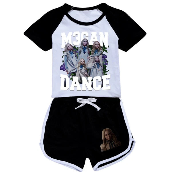 New M3GAN Boys Girls Shorts T-shirt PJ'S Loungewear Tracksuit Kids Birthday Hot