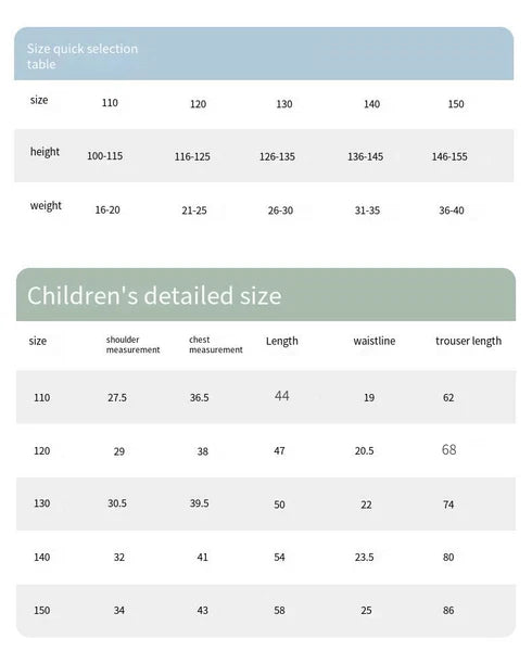 Pajama Set for Boys and Girls Spring Summer Thin Children's Anti Mite Homewear