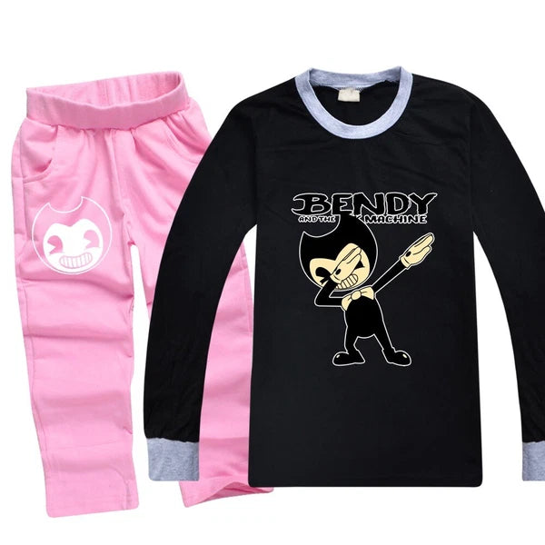 Kids Bendy The Ink Machine T shirt+Pants Pyjamas Nightwear Sleepwear PJ Sets New