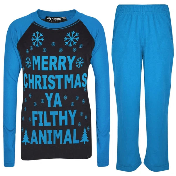 Kids Girls Boys PJ'S YA FILTHY Print Christmas Pyjamas Set 2-13