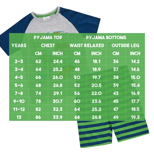 Boys 2 Piece Pyjama Set Cotton Rich PJs Summer T-shirt Shorts Set Age 2-13 Years