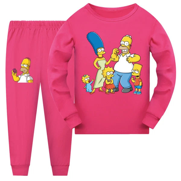New Simpsons Children's Long Sleeve T-shirt Casual Pajama Pants Set Gift