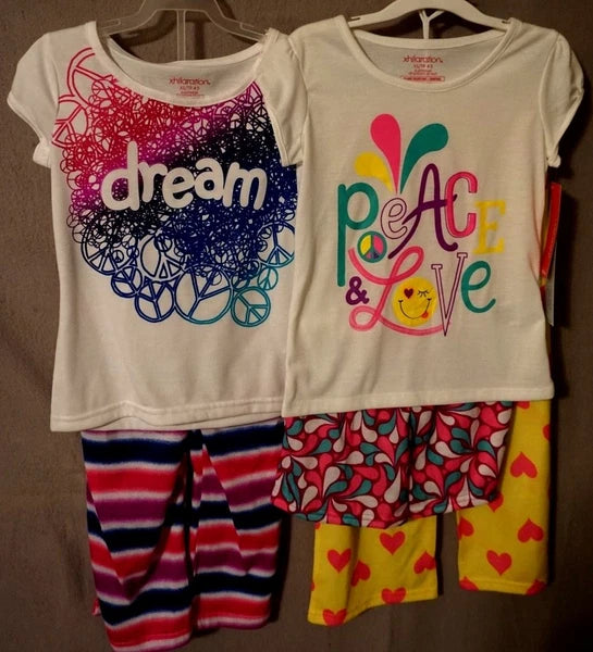 Xhilaration Girl pajamas sets DREAM OR PEACE Both Size 4-5 Brand New w/Tags