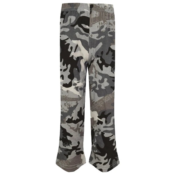 Kids Boys Girls Pyjamas Camouflage Contrast Charcoal Sleeves Nightwear 2-13Y