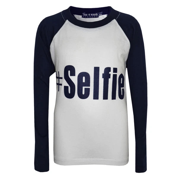 Kids Boys Girls PJ's " #SELFIE " Printed Stylish Pyjamas New Age 5-13 Years