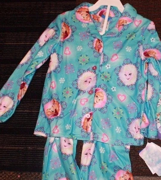 NEW Girls Disney Princess Frozen Winter 2 piece pajama set Anna/Elsa sz 6 or 8