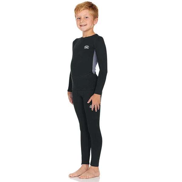 Kids Thermal Underwear Set Soft Fleece Lined Long Johns Warm Baselayer For Ski