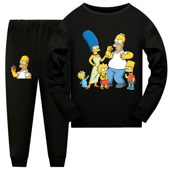 New Simpsons Children's Long Sleeve T-shirt Casual Pajama Pants Set Gift