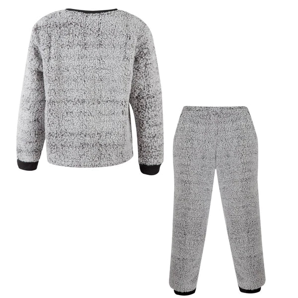 A2Z 4 Kids Girls Boys Grey Pyjamas Dinosaur 2 Piece Soft Thick Pile Fleece Set