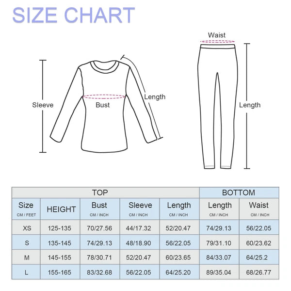 Kids Thermal Underwear Set Soft Fleece Lined Long Johns Warm Baselayer For Ski