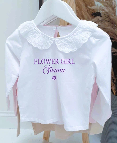Personalised Flower Girl Pyjamas ~ Wedding Eve ~ Wedding Night ~ Flower ~ Heart