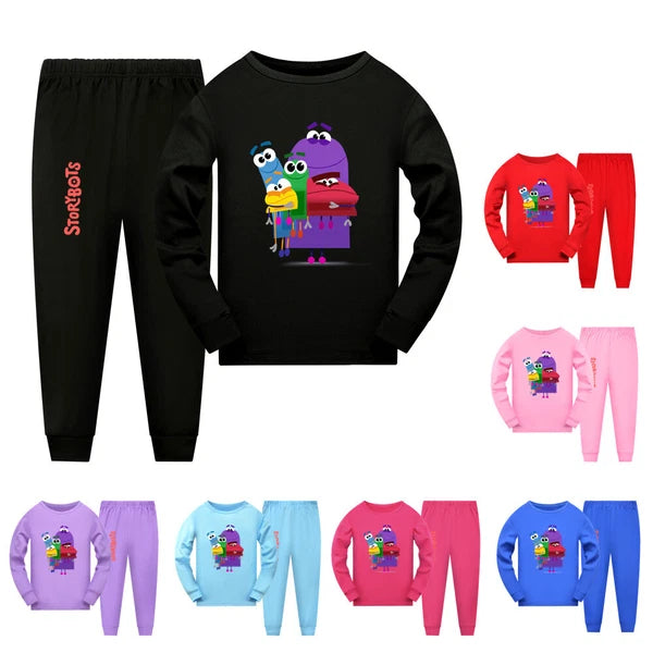 New Boy Story Robot Long Sleeve T-shirt Long Pants Casual Pajama Set Gift