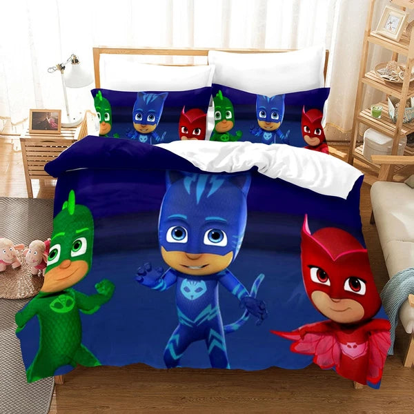 Kids PJ Masks 3D Quilt/Duvet/Doona Cover Bedding Sets + Pillowcases - Single