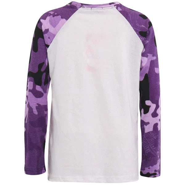Kids Boys Girls Pyjamas Camouflage Contrast Purple Sleeves 2-13 Year