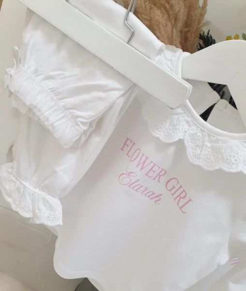 Personalised Flower Girl Pyjamas ~ Wedding Eve ~ Wedding Night ~ Flower ~ Heart