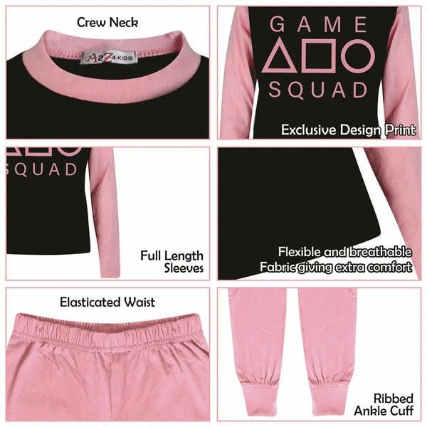 Kids Boys Girls Game Squad Cosplay Pyjamas Baby Pink Sleepwear Children PJs Set