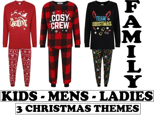 Family Christmas Pyjamas Matching XMAS Festive PJ Sets Kids Ladies Mens New