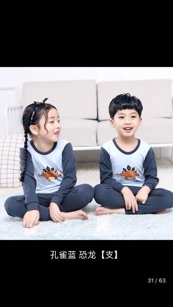 Kids Pajamas Set for Boys/Girls Pjs Baby 100% Cotton Long Sleepwears (dinosaur)