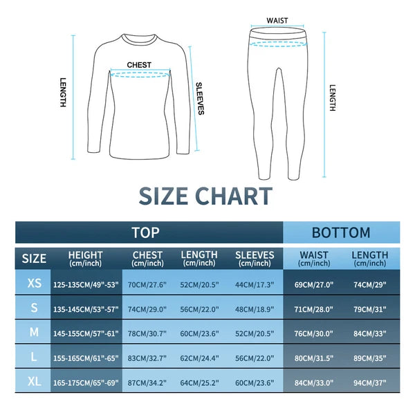 Kids Thermal Underwear Set Soft Fleece Lined Long Johns Warm Baselayer For Ski