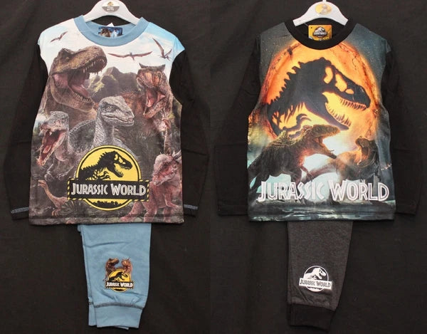 JURASSIC WORLD Boy's Pyjamas / Long-Sleeved DINOSAUR PJs - Sizes 4-10 Years