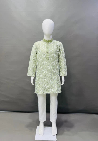 Kids Kurta Pajama Set Wedding Party Sequins Kurta Pyjama Traditional Silk Kurtas