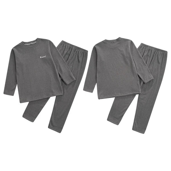 Kids Boys Girls Tees Elastic Top Pajamas Sleepwear Letter Print Set Thermal