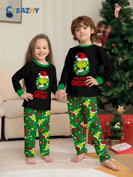Christmas Family Matching Grinch Pyjamas Adults Kids Xmas Nightwear Pajamas Pjs
