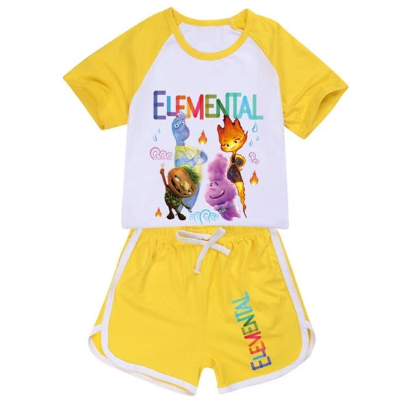 Shorts T-Shirt Set Kids PJ'S Loungewear Tracksuit New Elemental Girls-