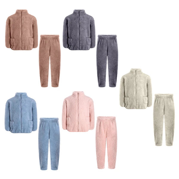 Unisex Kids Pajama Tops Outfit Zipper Set Suit Costume Soft Nightwear Boys Warm