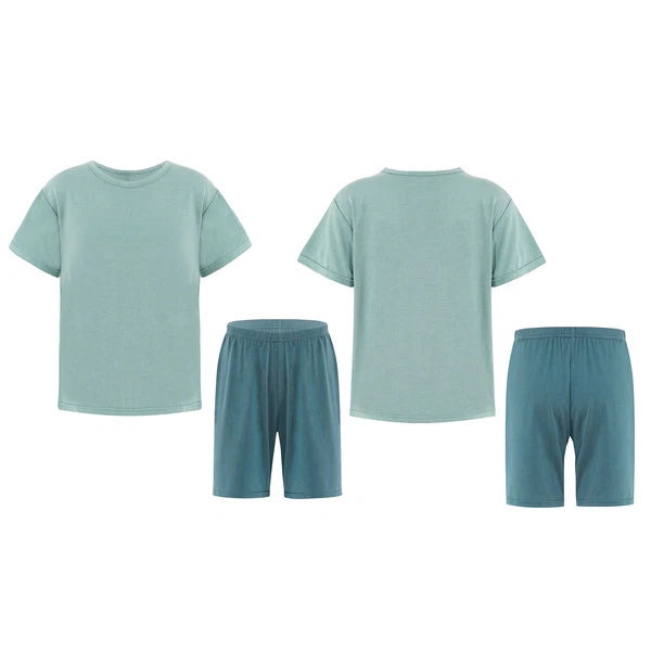 Kids Boys Girls Underwear T-shirt Pajama Set With Pants Nightwear Winter Tops