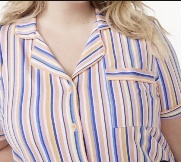 Joyspun Womens Notch Collar & Capri pants Sleep Set, Size S - 3XL