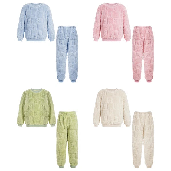 Kids Girls Loungewear Casual Pajamas Set 2Pcs Outfits Winter Homewear Plush