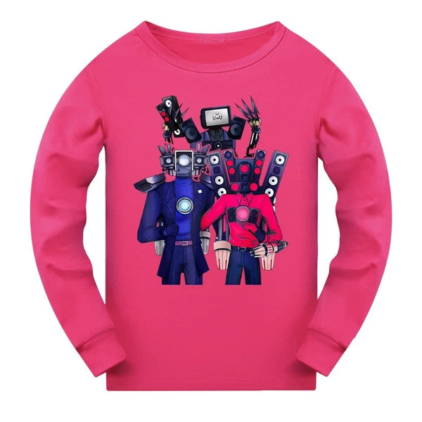 Children's Skibidi Toilet TV Men's Long Sleeve T-shirt Long Pants Pajama Set