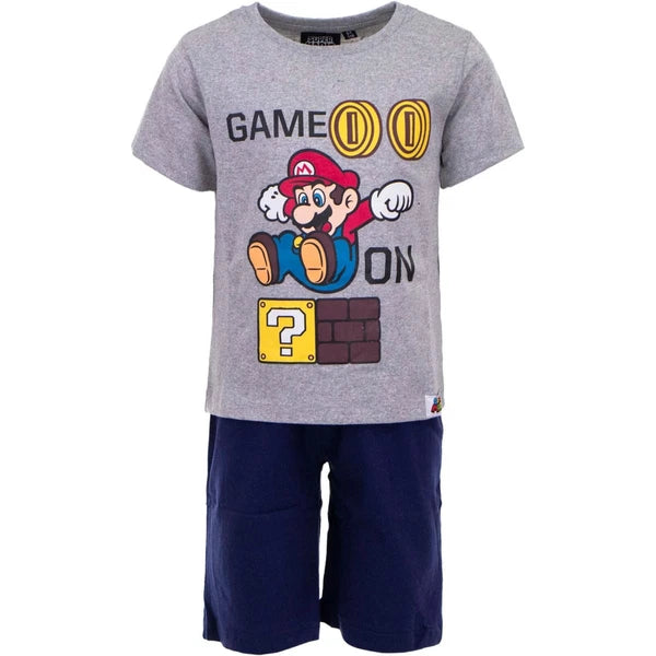 Boys Kids Children Super Mario Short Sleeve Pyjamas T-Shirt Shorts Age 2-8 Years