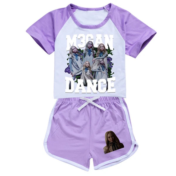 New M3GAN Boys Girls Shorts T-shirt PJ'S Loungewear Tracksuit Kids Birthday Hot