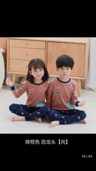 Kids Pajamas Set for Boys/Girls Pjs Baby 100% Cotton Long Sleepwears (dinosaur)